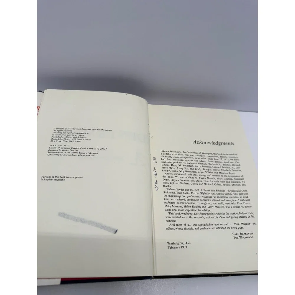 All the President's Men 1974 Hardcover 1st Ed Woodward Bernstein Watergate Book